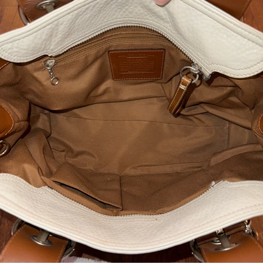 Vintage Y2K Coach Soho Pebbled Leather Small Hand Bag Cream Brown Purse F12302 - Picture 5 of 16